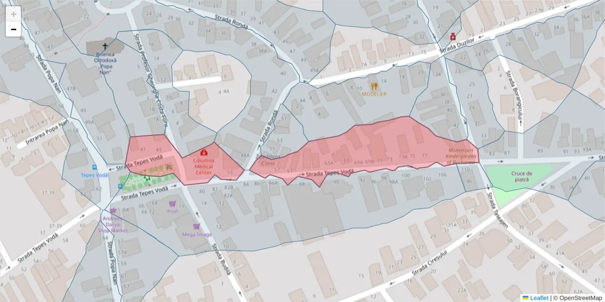Hartă a codului poștal  și a codurilor poștale învecinate