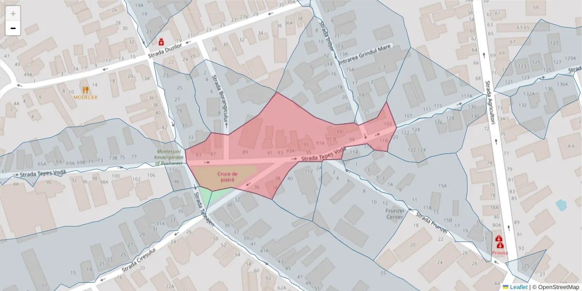 Hartă a codului poștal  și a codurilor poștale învecinate