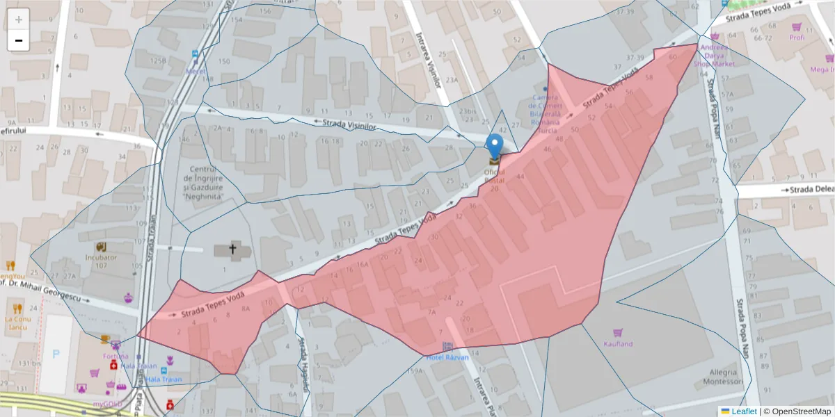 Hartă a codului poștal  și a codurilor poștale învecinate