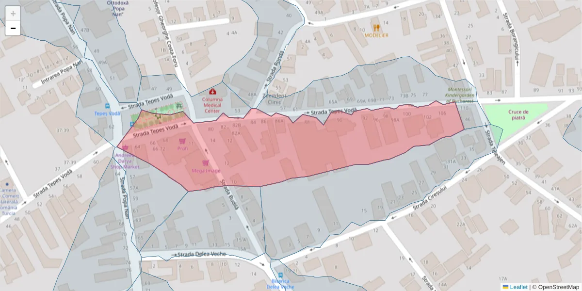 Hartă a codului poștal  și a codurilor poștale învecinate