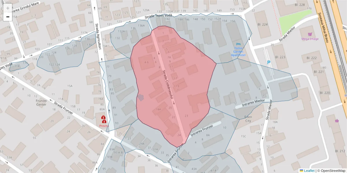 Hartă a codului poștal  și a codurilor poștale învecinate