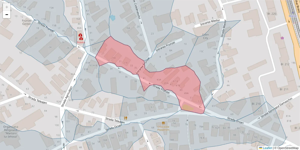 Hartă a codului poștal  și a codurilor poștale învecinate