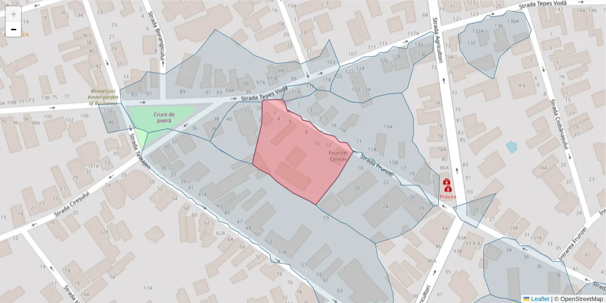 Hartă a codului poștal  și a codurilor poștale învecinate