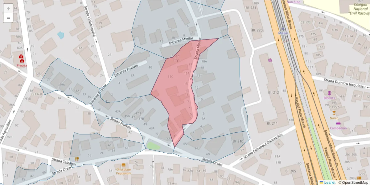 Hartă a codului poștal  și a codurilor poștale învecinate