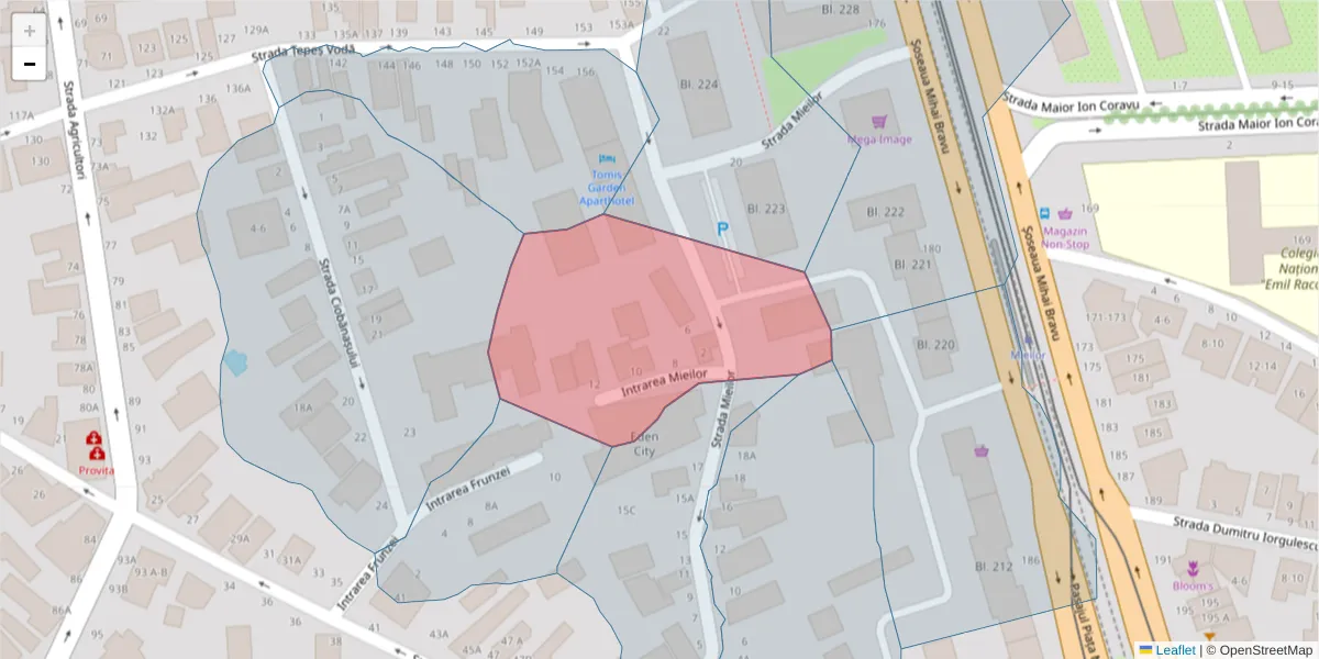 Hartă a codului poștal  și a codurilor poștale învecinate