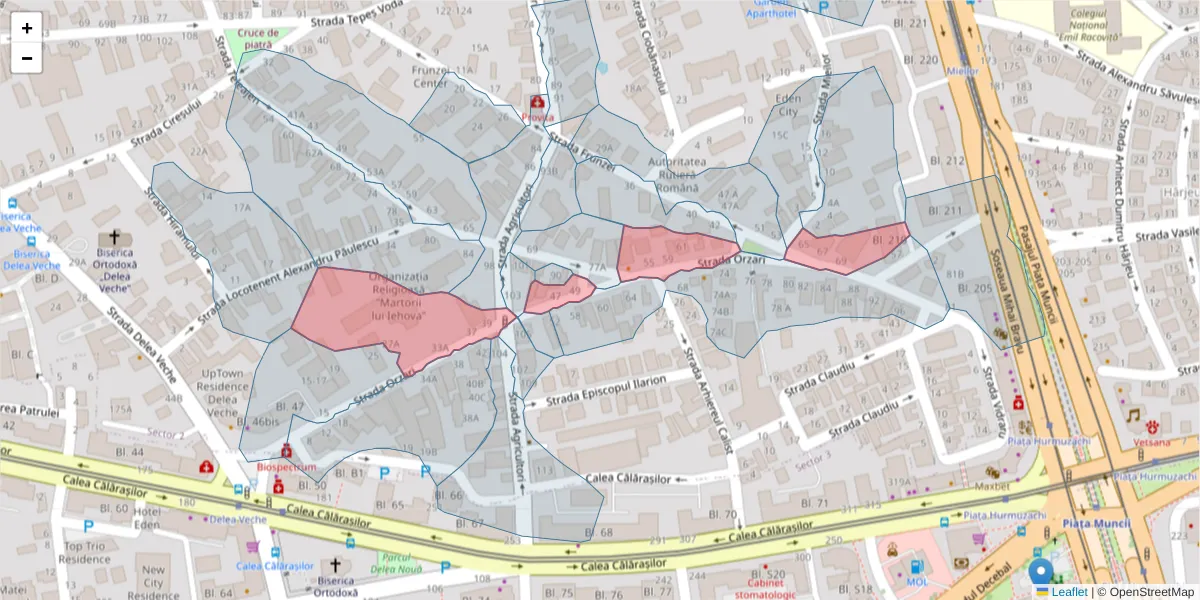 Hartă a codului poștal  și a codurilor poștale învecinate