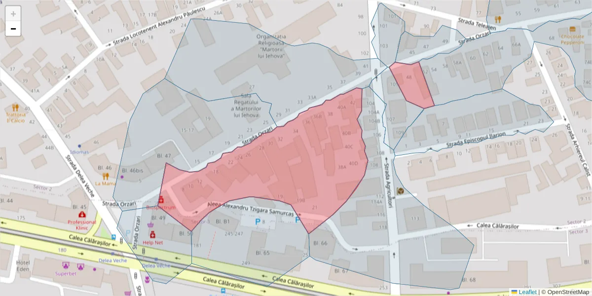 Hartă a codului poștal  și a codurilor poștale învecinate