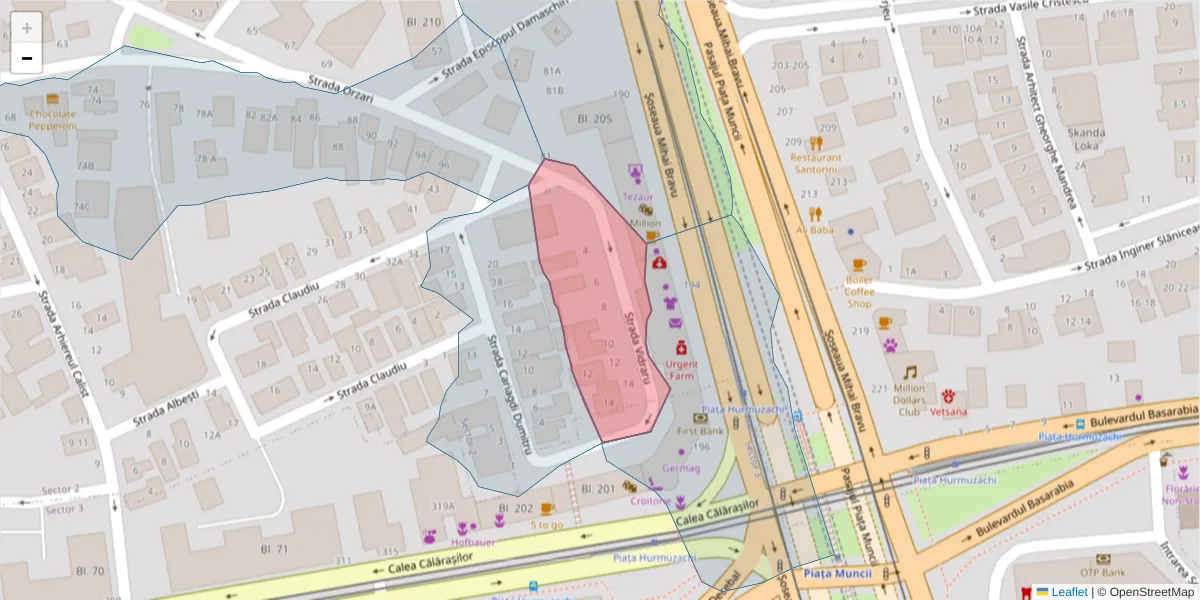 Hartă a codului poștal  și a codurilor poștale învecinate