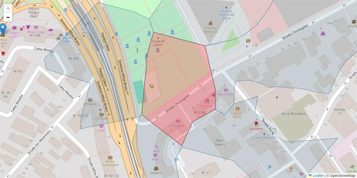 Hartă a codului poștal  și a codurilor poștale învecinate