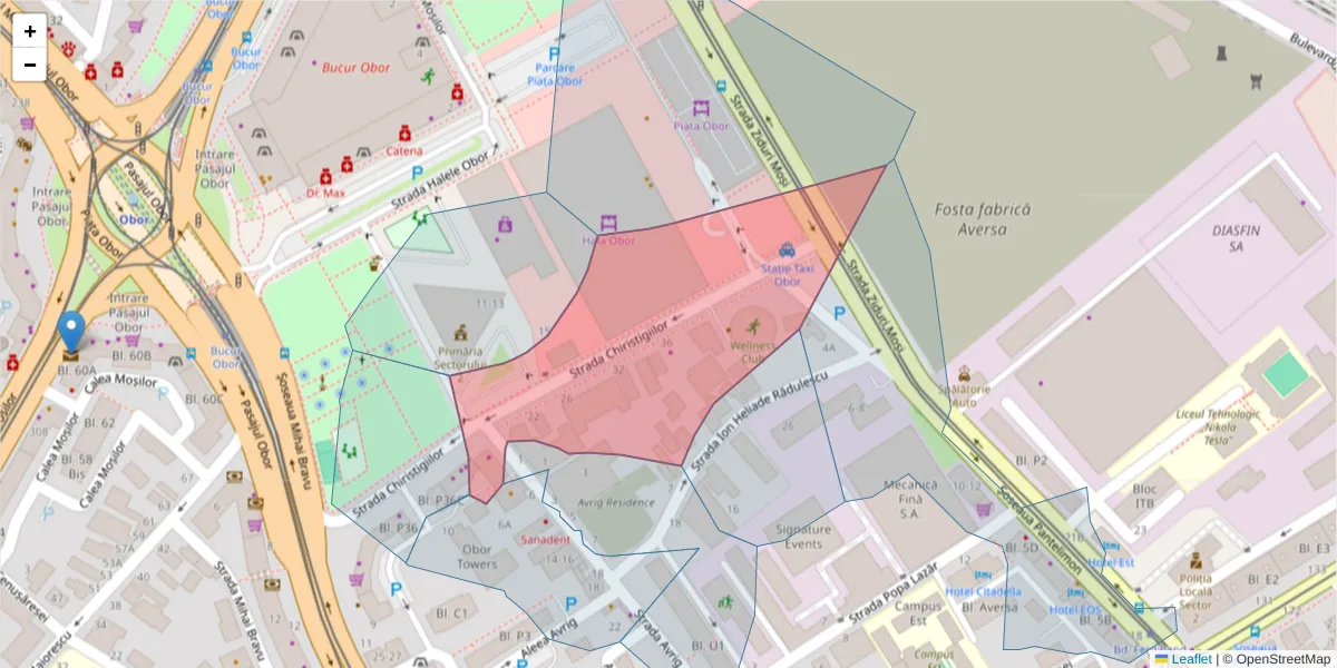 Hartă a codului poștal  și a codurilor poștale învecinate