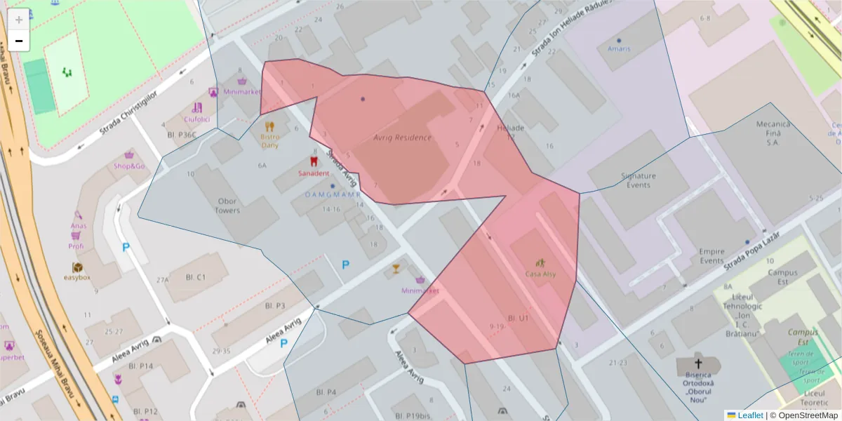 Hartă a codului poștal  și a codurilor poștale învecinate