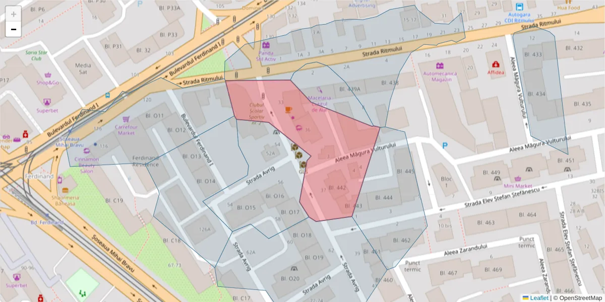 Hartă a codului poștal  și a codurilor poștale învecinate