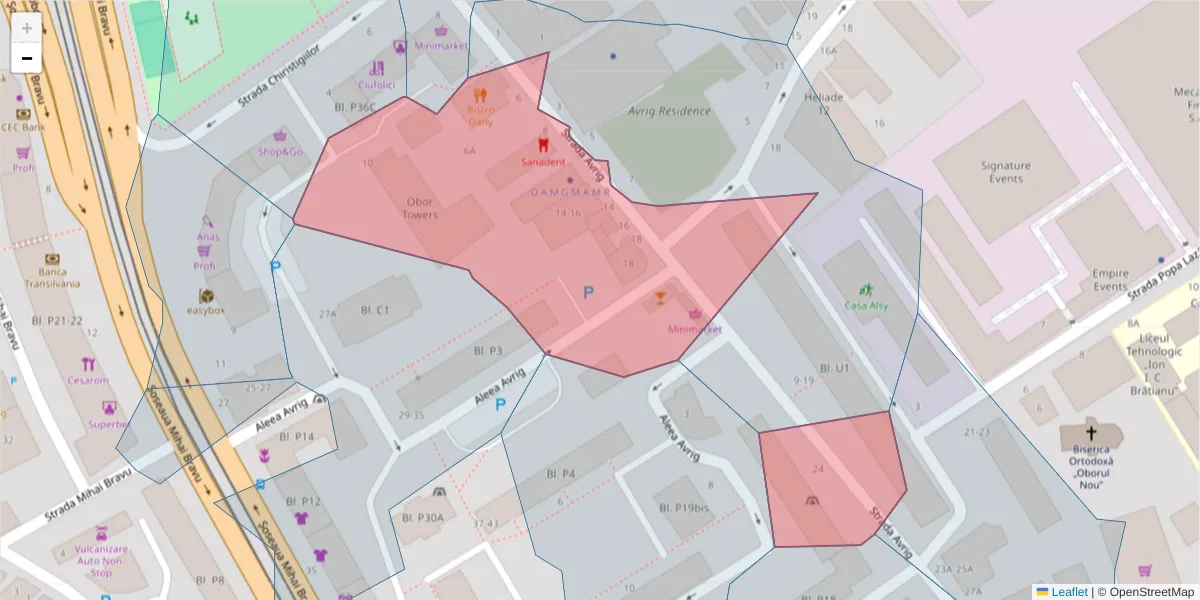 Hartă a codului poștal  și a codurilor poștale învecinate