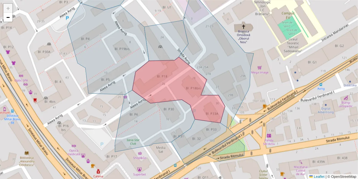 Hartă a codului poștal  și a codurilor poștale învecinate