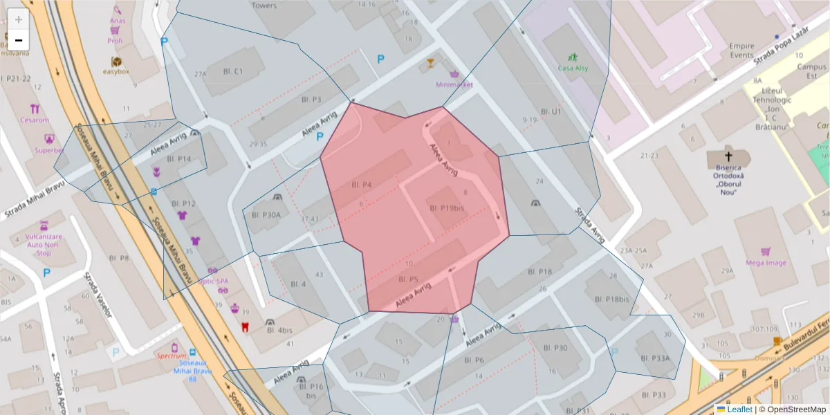 Hartă a codului poștal  și a codurilor poștale învecinate