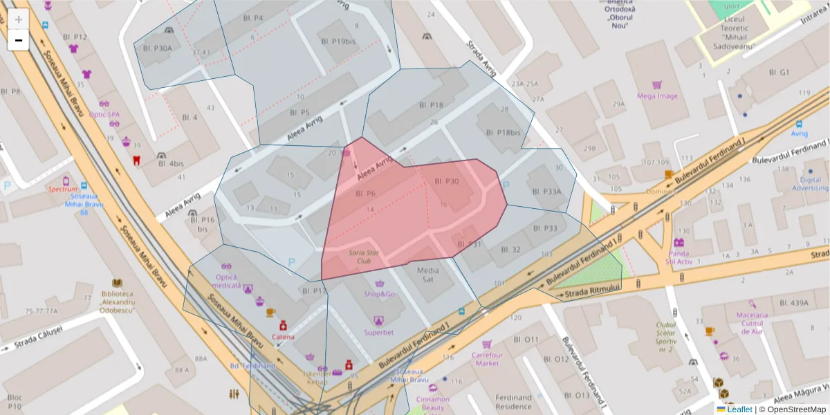 Hartă a codului poștal  și a codurilor poștale învecinate