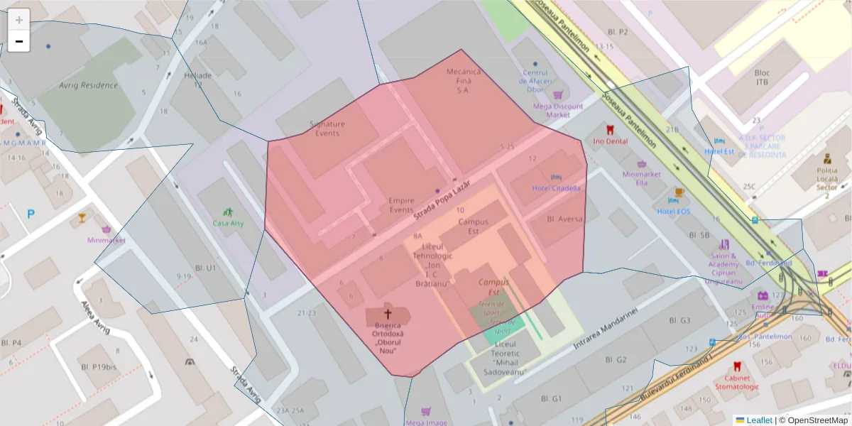 Hartă a codului poștal  și a codurilor poștale învecinate