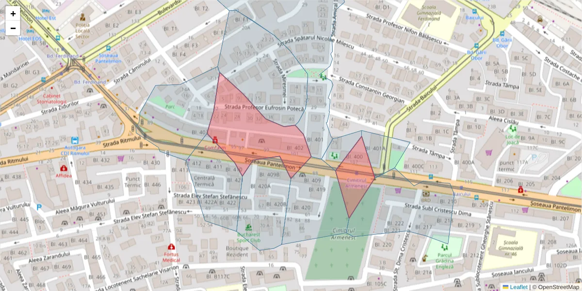 Hartă a codului poștal  și a codurilor poștale învecinate