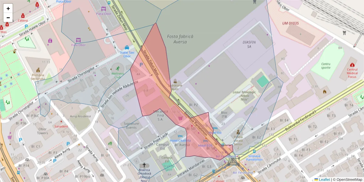 Hartă a codului poștal  și a codurilor poștale învecinate