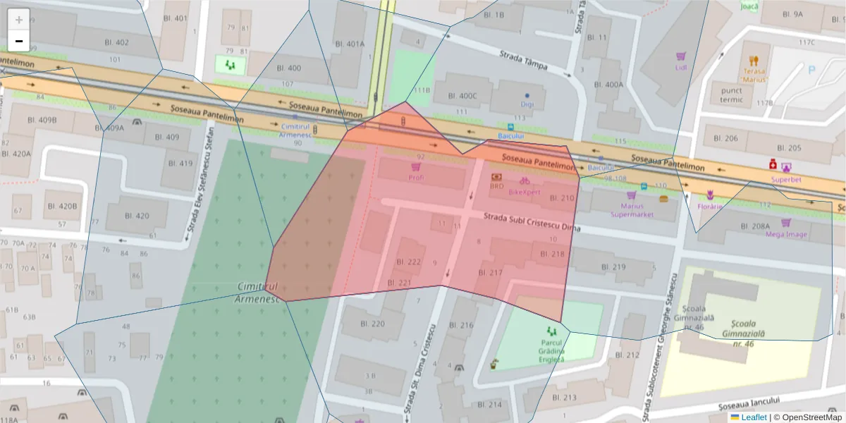 Hartă a codului poștal  și a codurilor poștale învecinate