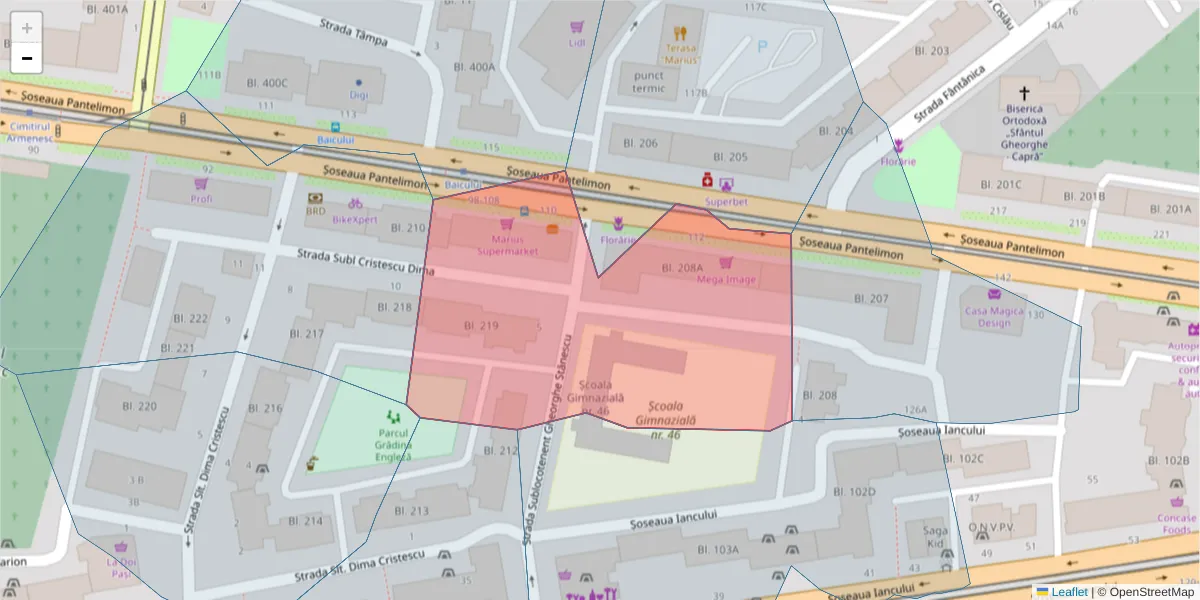 Hartă a codului poștal  și a codurilor poștale învecinate