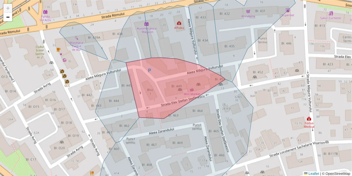 Hartă a codului poștal  și a codurilor poștale învecinate