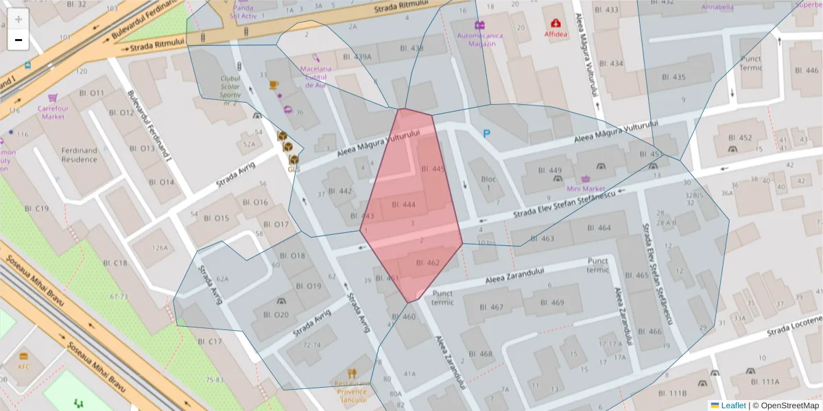 Hartă a codului poștal  și a codurilor poștale învecinate