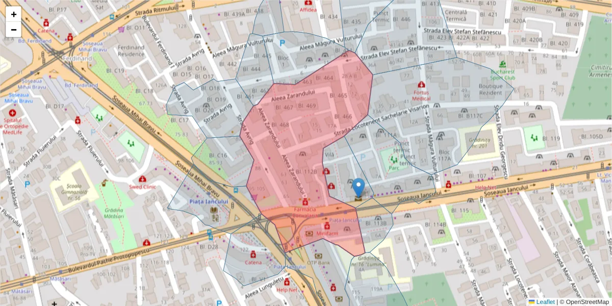 Hartă a codului poștal  și a codurilor poștale învecinate