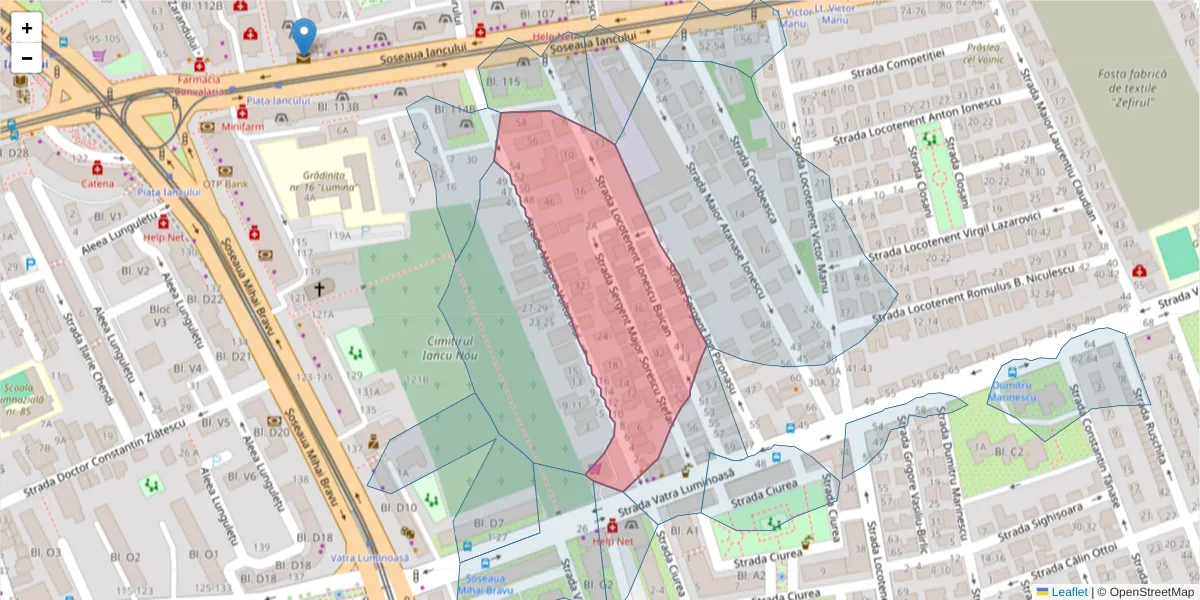 Hartă a codului poștal  și a codurilor poștale învecinate