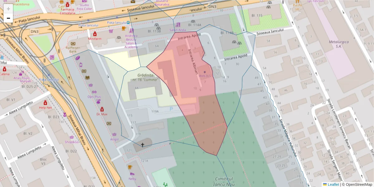 Hartă a codului poștal  și a codurilor poștale învecinate