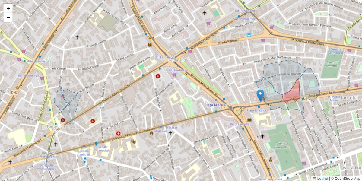 Hartă a codului poștal  și a codurilor poștale învecinate