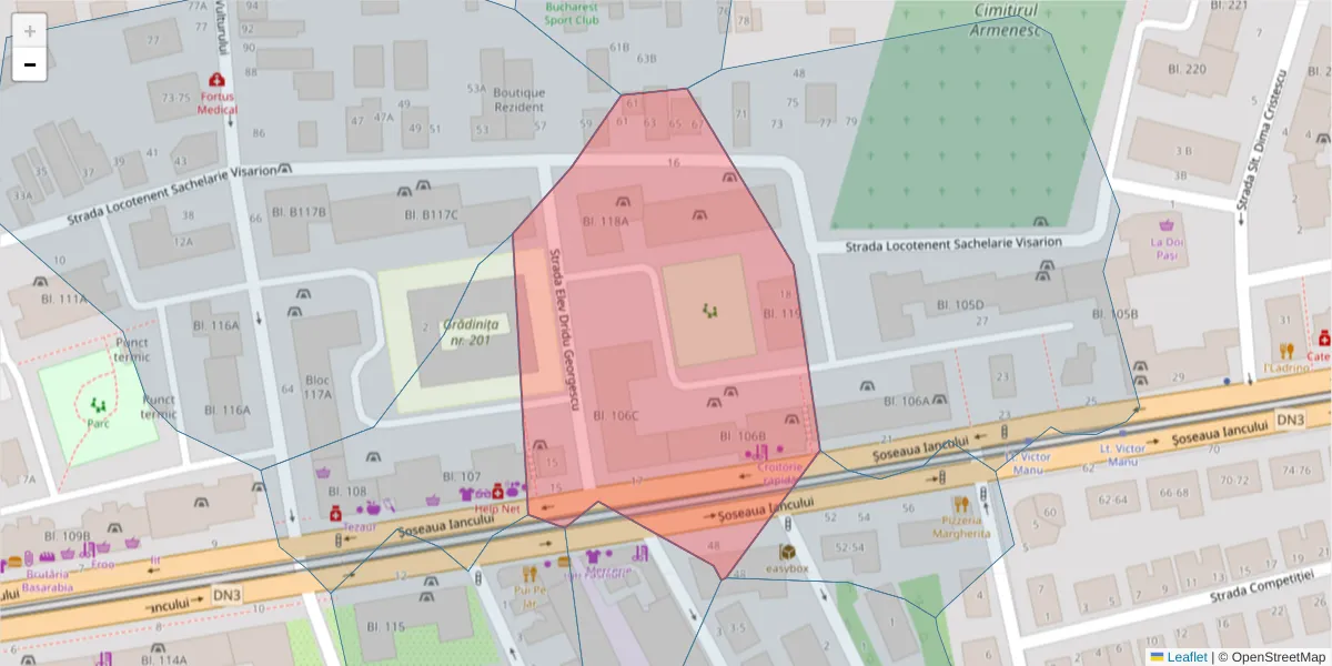 Hartă a codului poștal  și a codurilor poștale învecinate