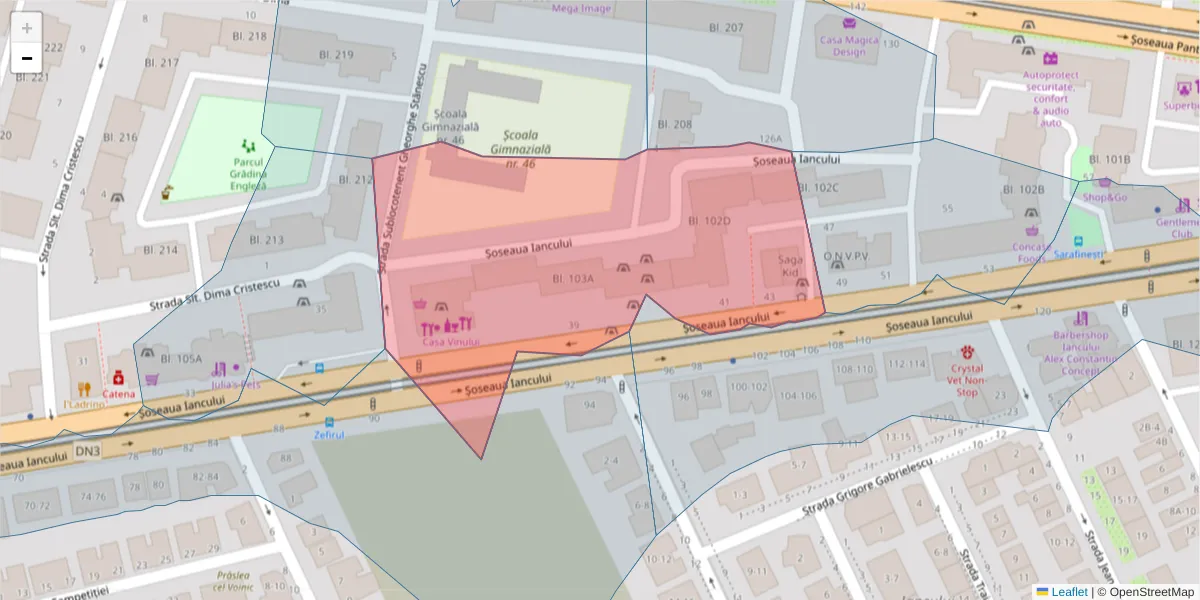 Hartă a codului poștal  și a codurilor poștale învecinate
