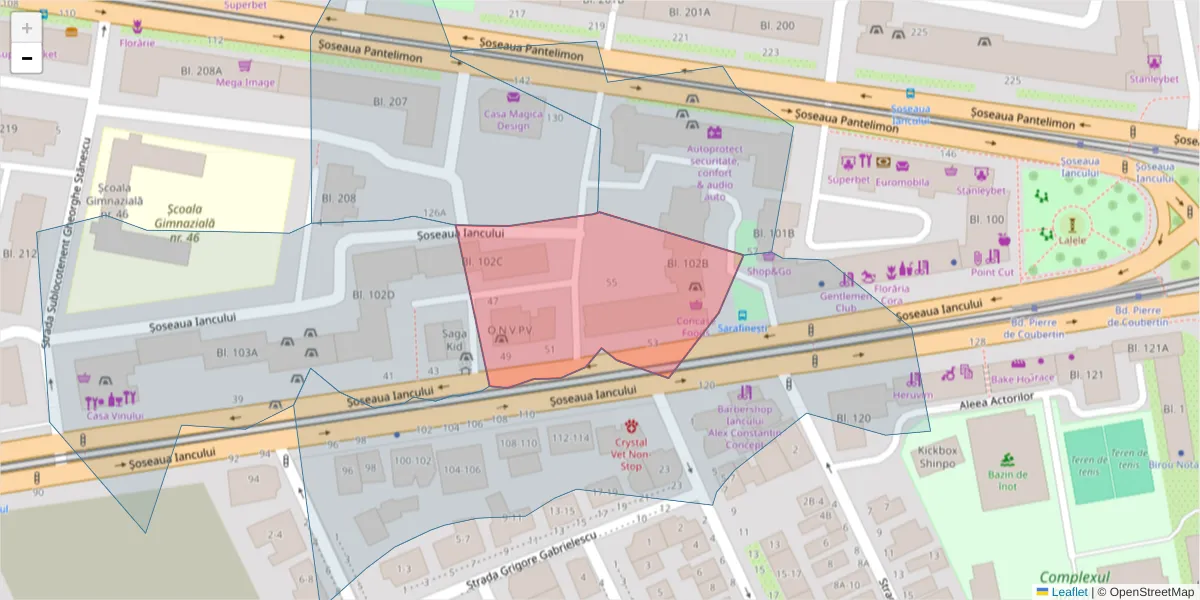 Hartă a codului poștal  și a codurilor poștale învecinate