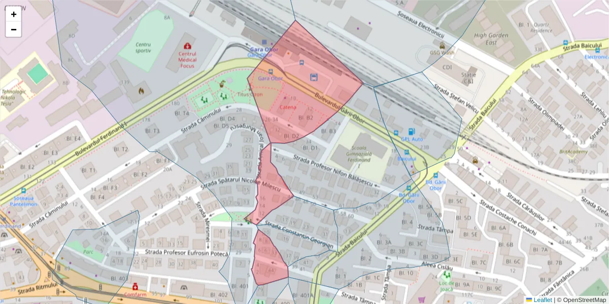 Hartă a codului poștal  și a codurilor poștale învecinate
