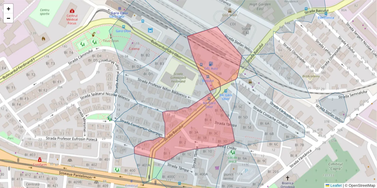 Hartă a codului poștal  și a codurilor poștale învecinate