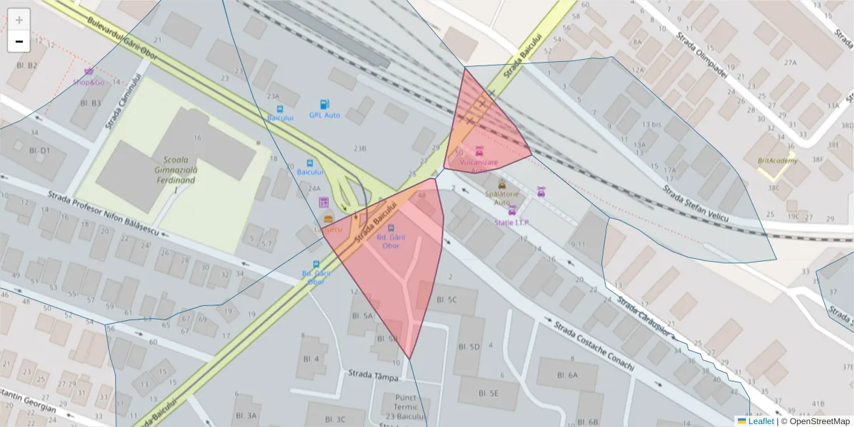 Hartă a codului poștal  și a codurilor poștale învecinate