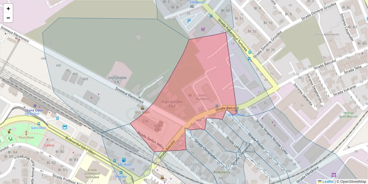 Hartă a codului poștal  și a codurilor poștale învecinate