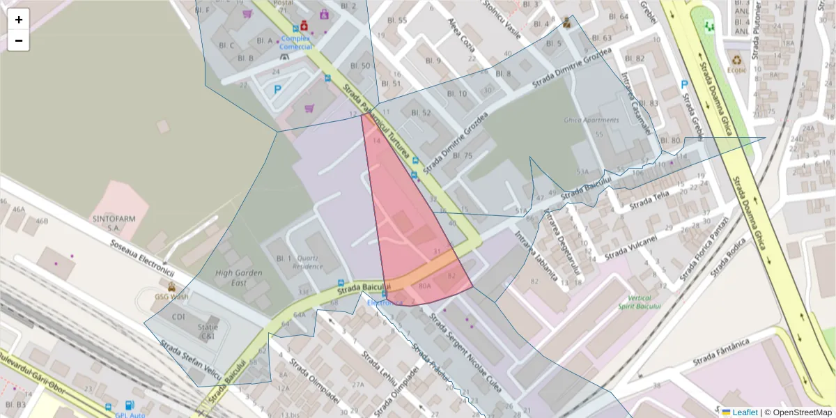 Hartă a codului poștal  și a codurilor poștale învecinate