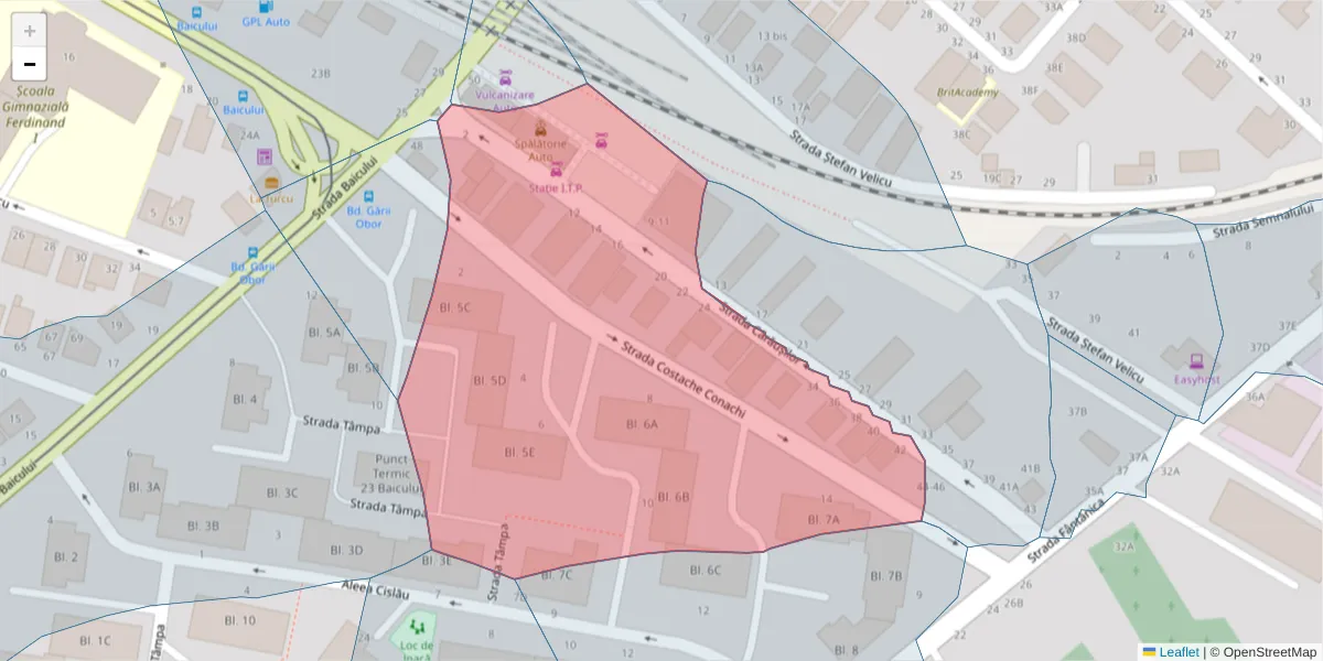 Hartă a codului poștal  și a codurilor poștale învecinate