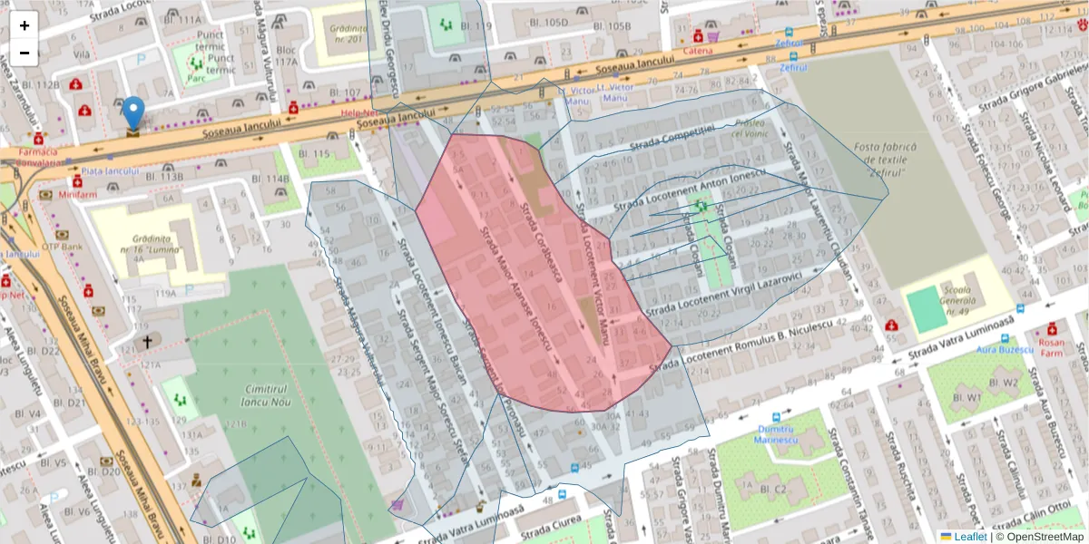 Hartă a codului poștal  și a codurilor poștale învecinate