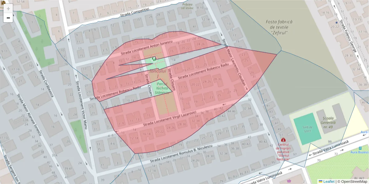 Hartă a codului poștal  și a codurilor poștale învecinate