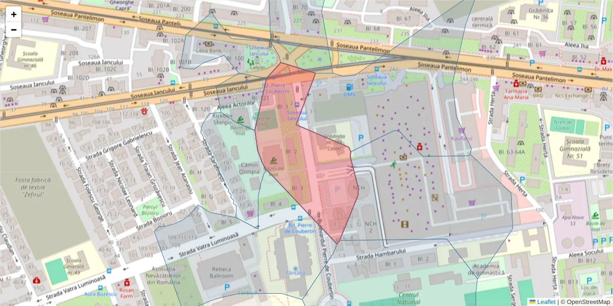 Hartă a codului poștal  și a codurilor poștale învecinate
