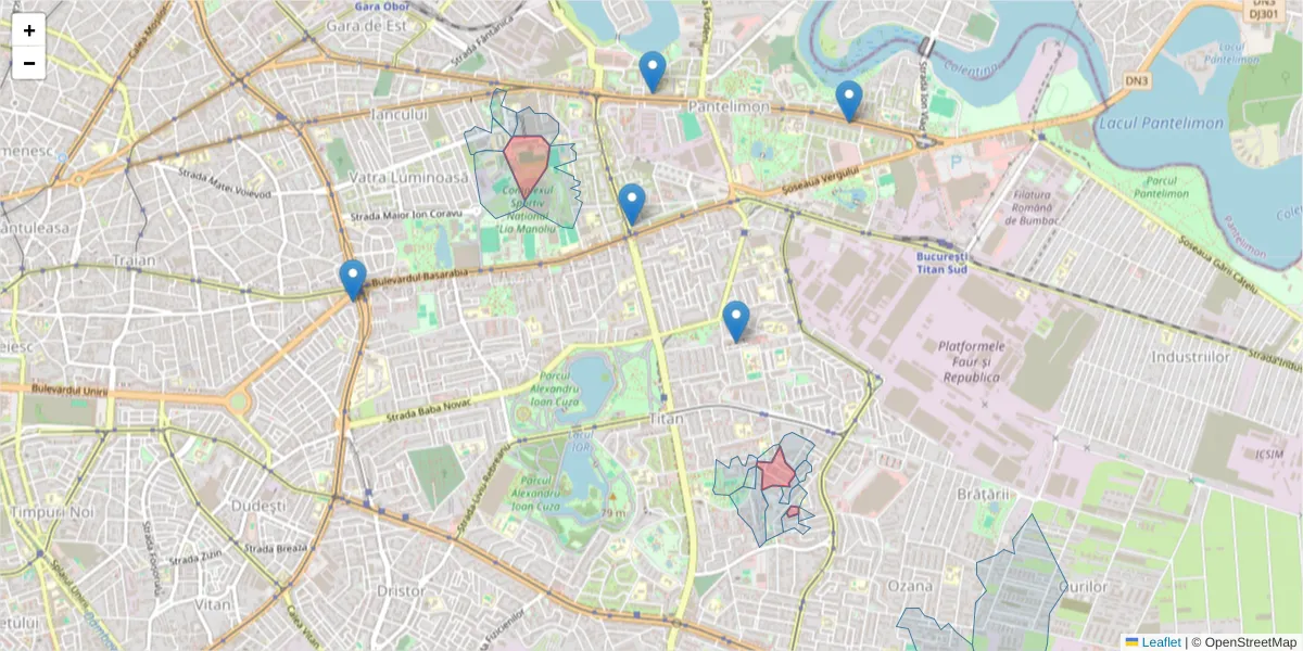 Hartă a codului poștal  și a codurilor poștale învecinate