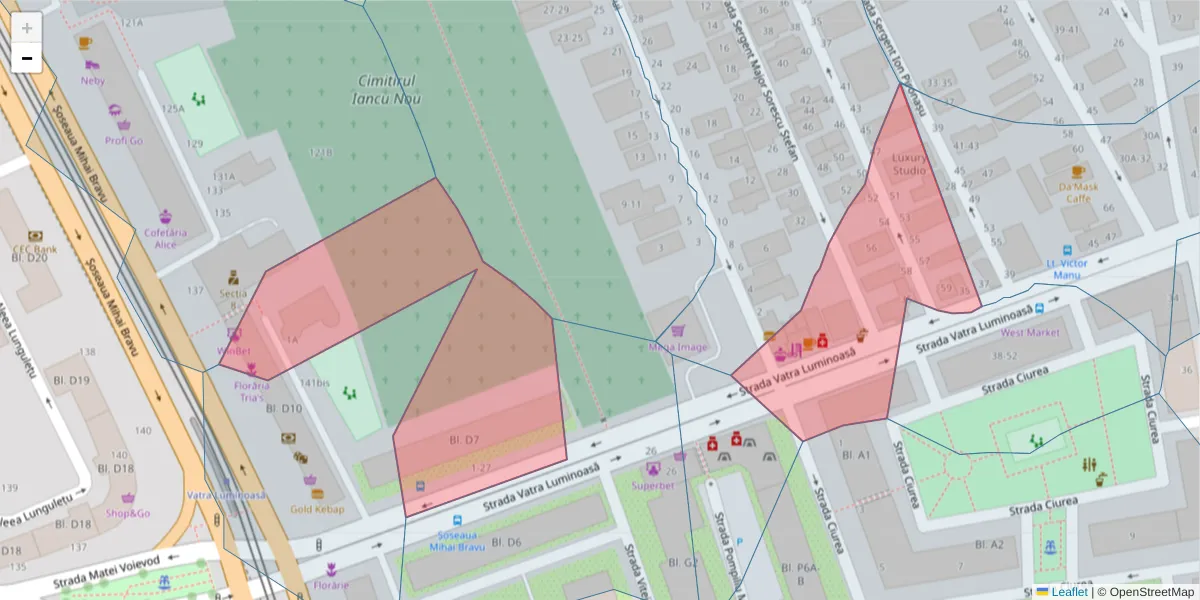Hartă a codului poștal  și a codurilor poștale învecinate