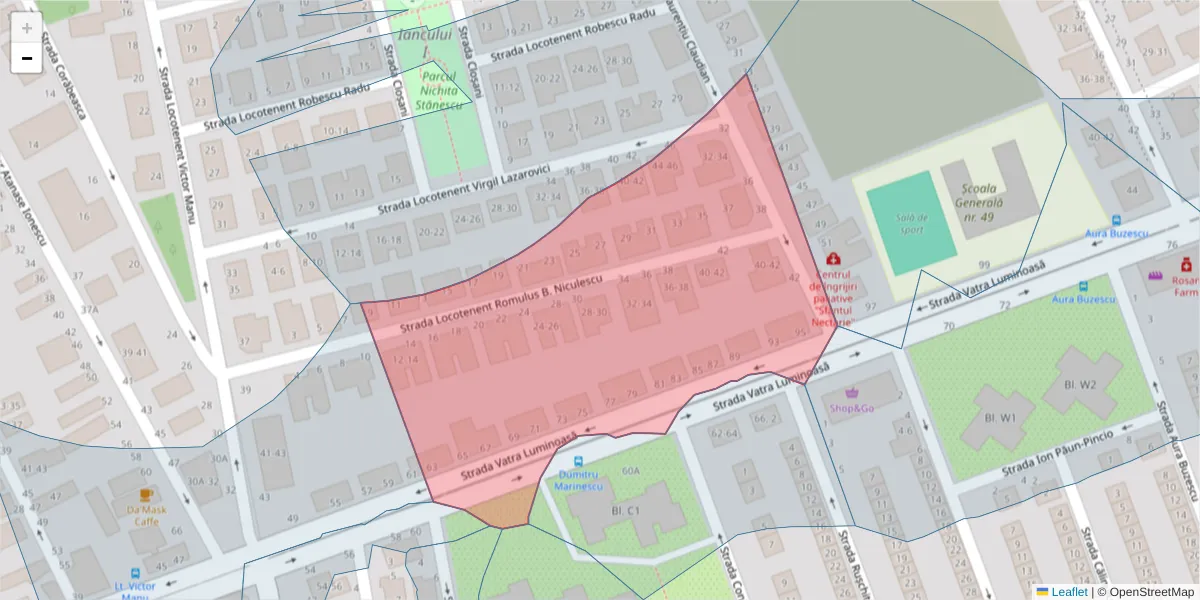 Hartă a codului poștal  și a codurilor poștale învecinate