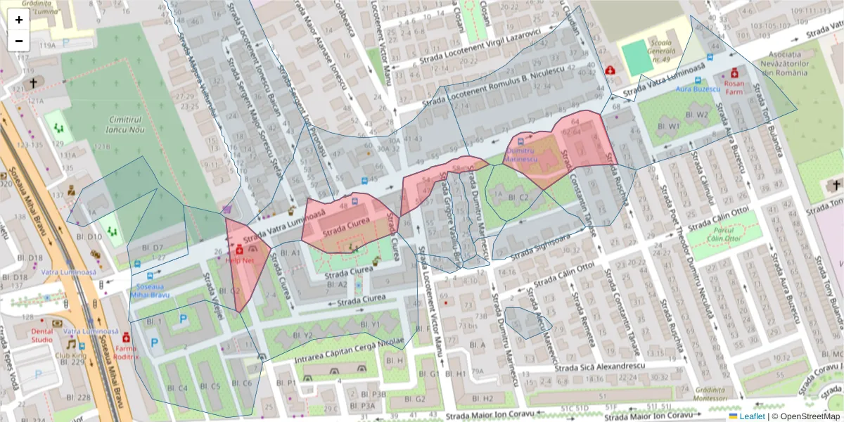 Hartă a codului poștal  și a codurilor poștale învecinate