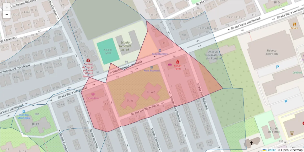 Hartă a codului poștal  și a codurilor poștale învecinate