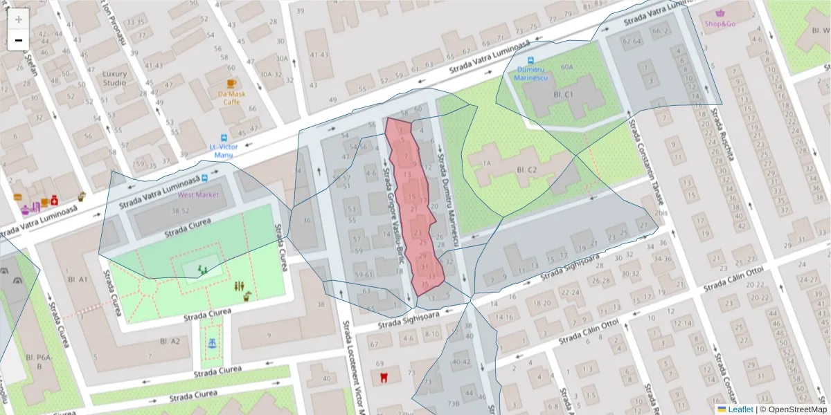 Hartă a codului poștal  și a codurilor poștale învecinate