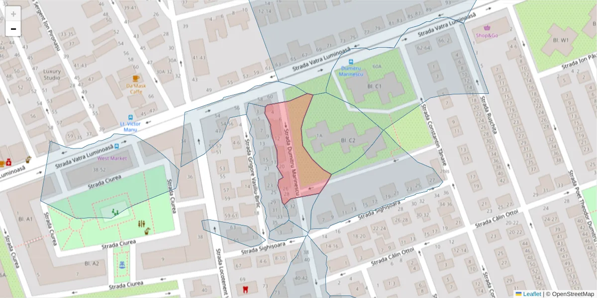 Hartă a codului poștal  și a codurilor poștale învecinate